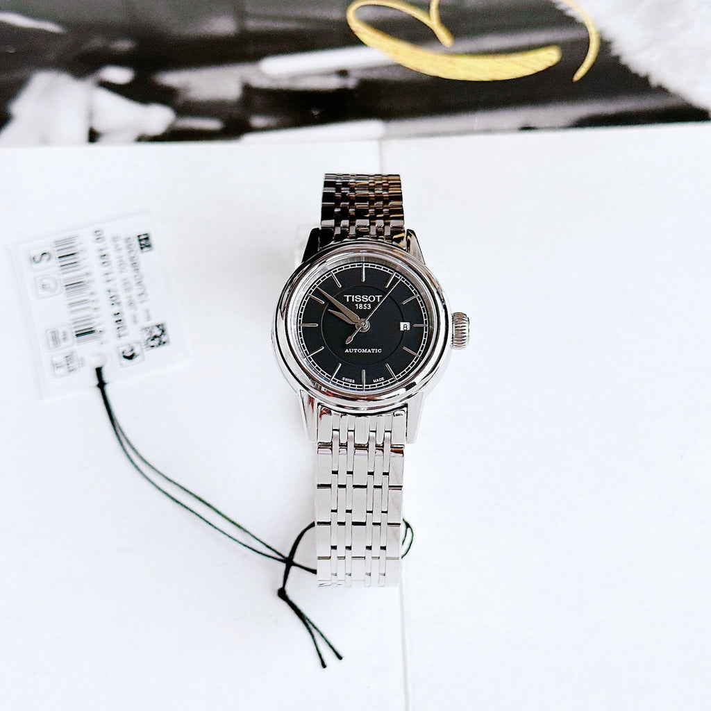 Tissot Carson Automatic Black Dial Silver Steel Strap Watch For Women - T085.207.11.051.00 Buy Now By Tissot