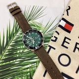 Tommy Hilfiger Larson Chronograph Green Dial Brown Leather Strap Watch For Men - 1791983 Buy Now By Tommy Hilfiger