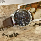 Tommy Hilfiger Asher Chrongraph Blue Dial Brown Leather Strap Watch For Men - 1791855 Buy Now By Tommy Hilfiger