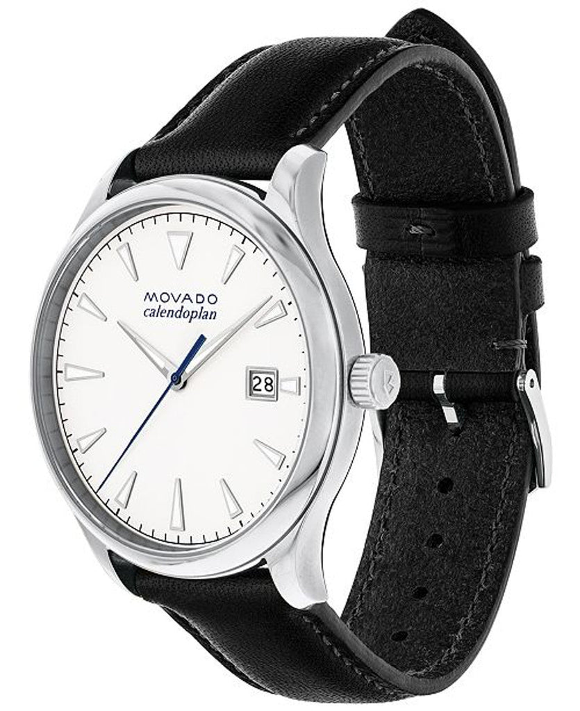Movado Heritage Calendoplan White Dial Black Leather Strap Watch for Men - 3650002 Buy Now By Movado