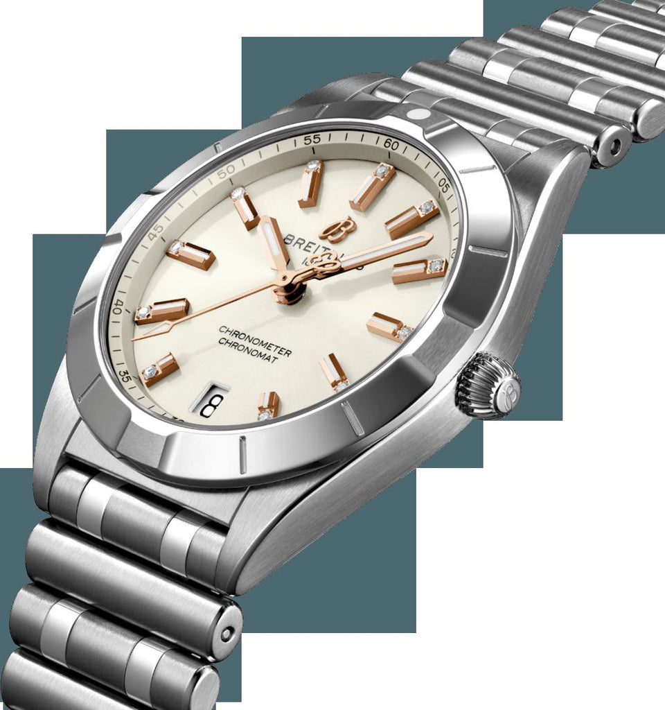 Breitling Chronomat 32 Diamonds White Dial Silver Steel Strap Watch for Women - A77310101A3A1 Buy Now By Breitling