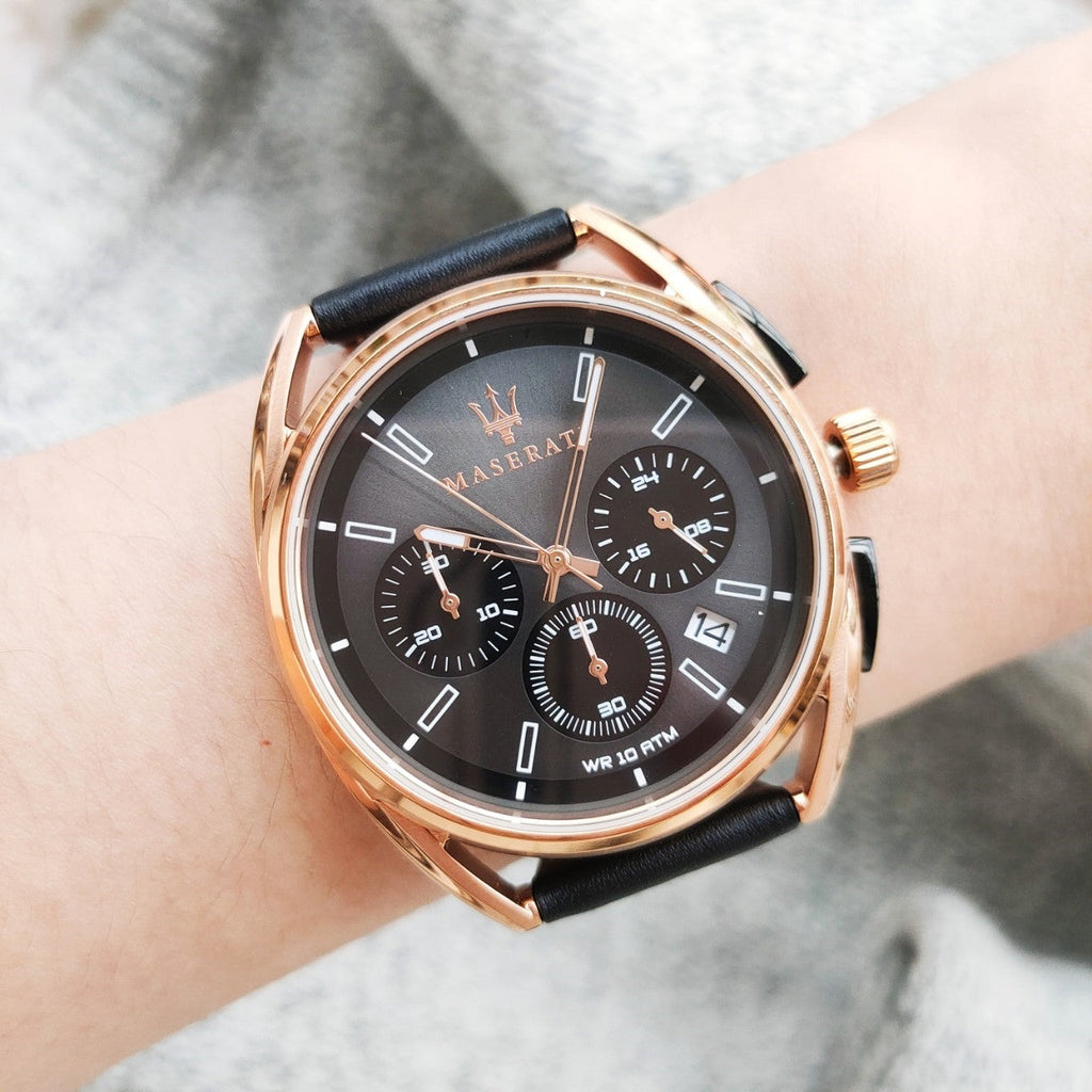 Maserati Trimarano Chronograph Black Dial Leather Strap Watch For Men - R8871632002 Buy Now By Maserati