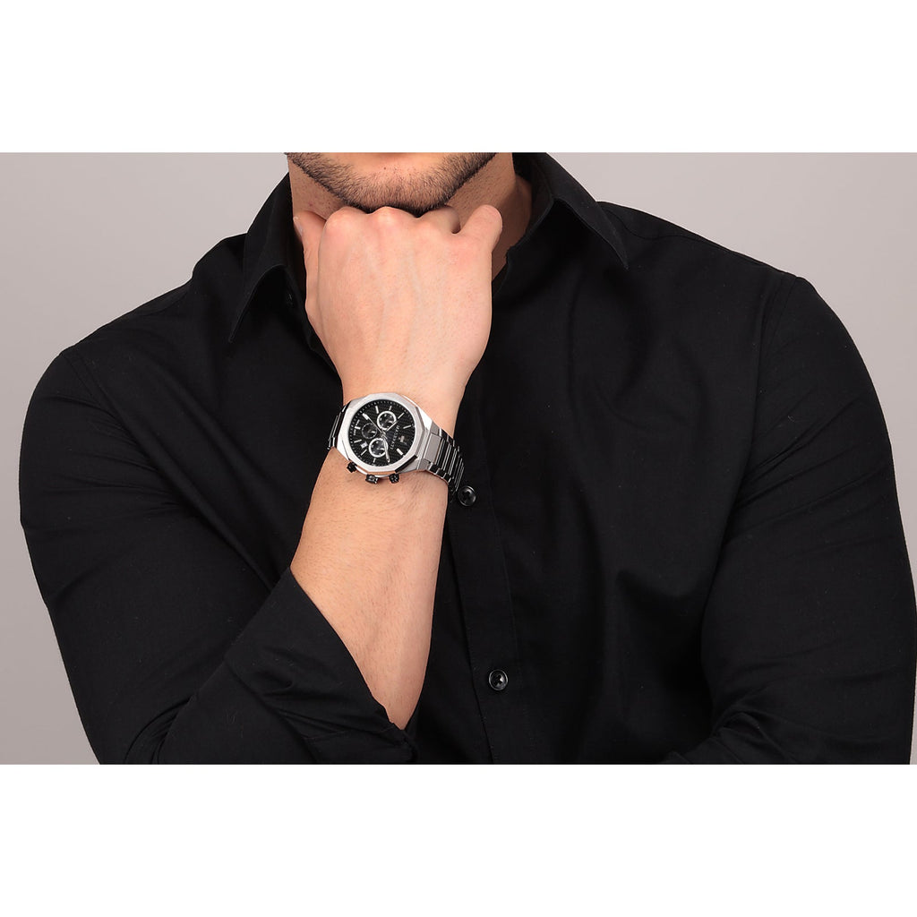 Maserati Stile Chronograph Black Dial Silver Steel Strap Watch For Men - R8873642004 Buy Now By Maserati