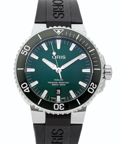 Oris Aquis Date Green Dial Black Rubber Strap Watch for Men - 0173377304157-0742464EB Buy Now By Oris