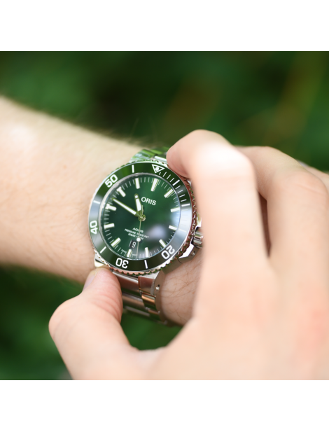Oris Aquis Date Green Dial Silver Steel Strap Watch for Men - 0173377304157-0782405PEB Buy Now By Oris