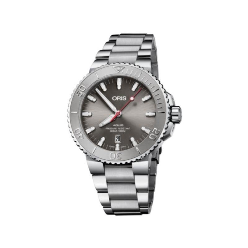 Oris Aquis Date Relief Grey Dial Silver Steel Strap Watch for Men - 0173377304153-0782405PEB Buy Now By Oris