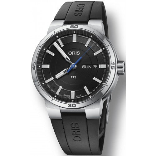 Oris TT1 Day Date Black Dial Black Rubber Strap Watch for Men - 0173577524154-0742406FC Buy Now By Oris