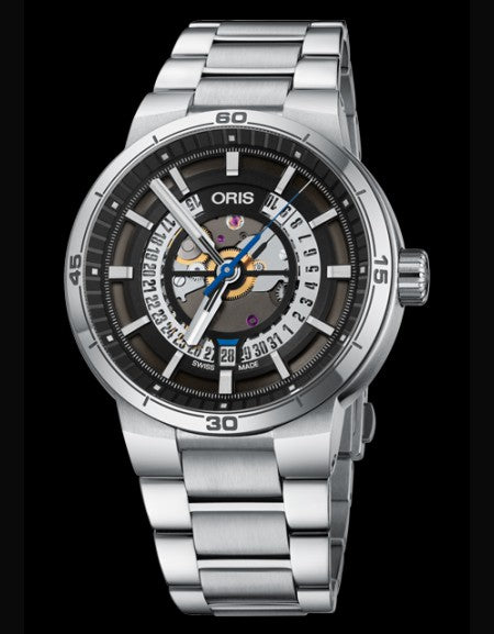 Oris TT1 Engine Date Skeleton Black Dial Silver Steel Strap Watch for Men - 0173377524124-0782408 Buy Now By Oris