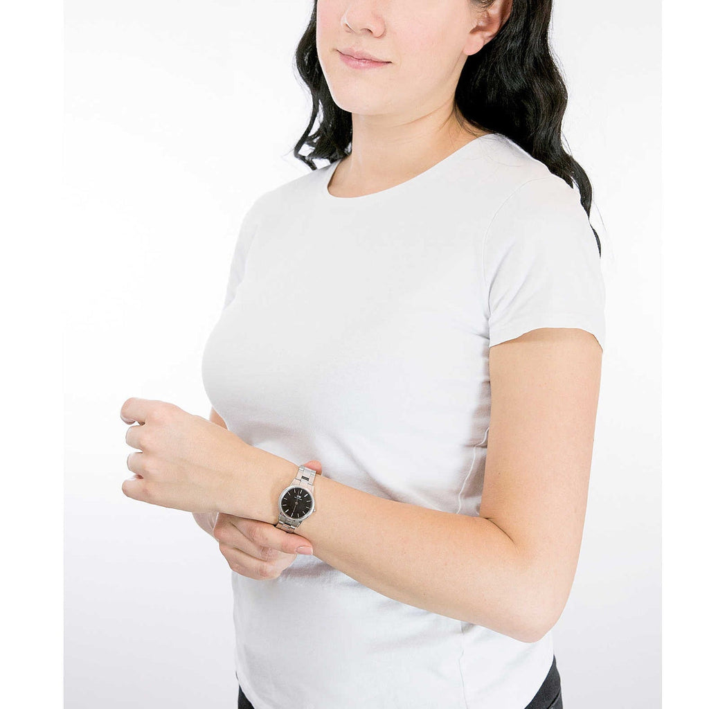 Daniel Wellington Iconic Link Black Dial Silver Steel Strap Watch For Women - DW00100208 Buy Now By Daniel Wellington