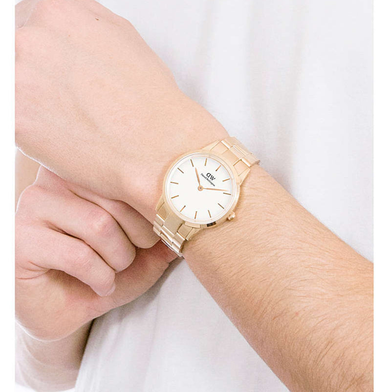 Daniel Wellington Iconic Link White Dial Gold Steel Strap Watch For Men - DW00100343 Buy Now By Daniel Wellington