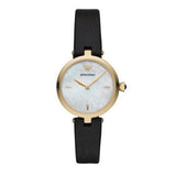 Emporio Armani Arianna Analog Silver Dial Black Leather Strap Watch For Women - AR11200 Buy Now By Emporio Armani