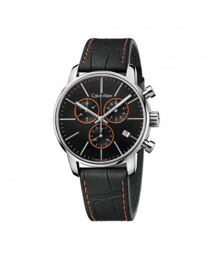 Calvin Klein City Chronograph Black Dial Black Leather Strap Watch for Men - K2G271C1 Buy Now By Calvin Klein