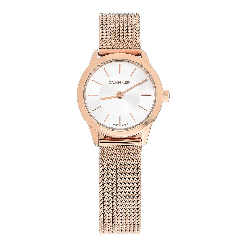 Calvin Klein Minimal White Dial Rose Gold Mesh Bracelet Watch for Women - K3M23626 Buy Now By Calvin Klein