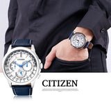 Citizen Eco Drive Calendrier White Dial Blue Leather Strap Watch For Men - BU2020-11A Buy Now By Citizen
