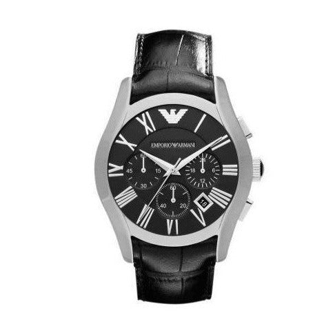 Emporio Armani Valente Chronograph Black Dial Black Leather Strap Watch For Men - AR1633 Buy Now By Emporio Armani