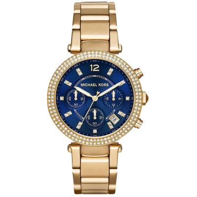 Michael Kors Parker Chronograph Blue Dial Gold Steel Strap Watch For Women - MK6262 Buy Now By Michael Kors