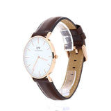 Daniel Wellington Classic Bristol White Dial Brown Leather Strap Watch For Women - DW00100039 Buy Now By Daniel Wellington