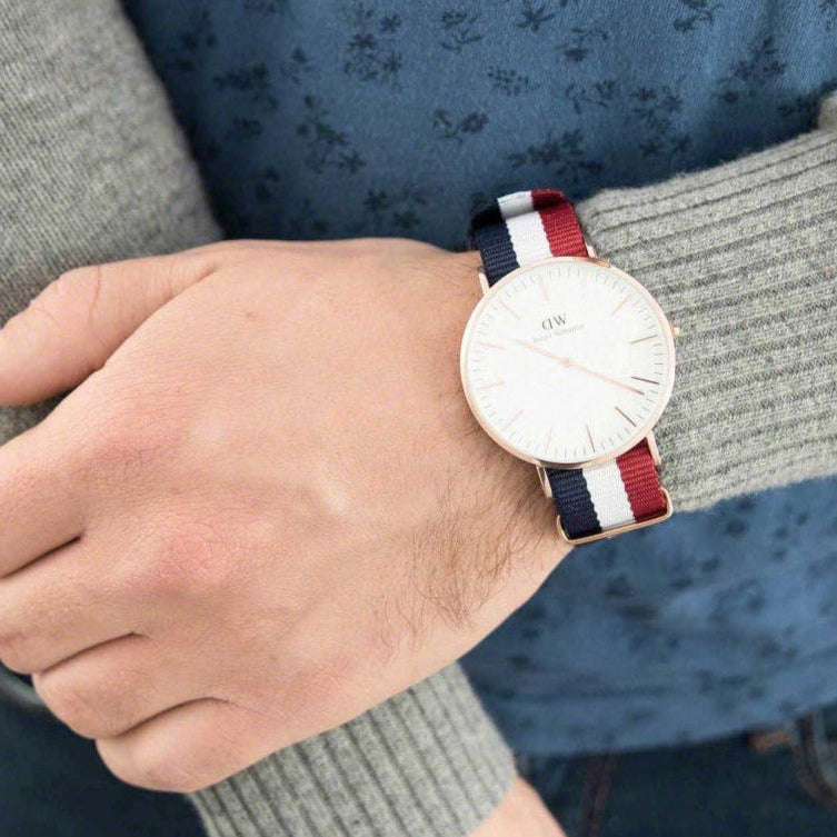Daniel Wellington Classic Cambridge White Dial Two Tone NATO Strap Watch For Men - DW00100003 Buy Now By Daniel Wellington