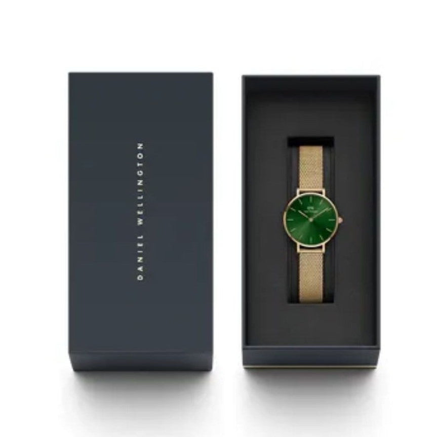 Daniel Wellington Petite Emerald Green Dial Gold Mesh Strap Watch For Women - DW00100481 Buy Now By Daniel Wellington