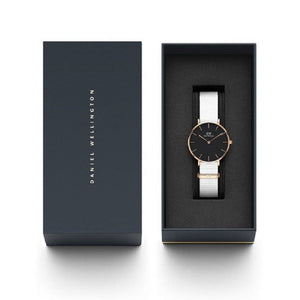Daniel Wellington Classic Petit Dover Black Dial White NATO Strap Watch For Women - DW001000312 Buy Now By Daniel Wellington