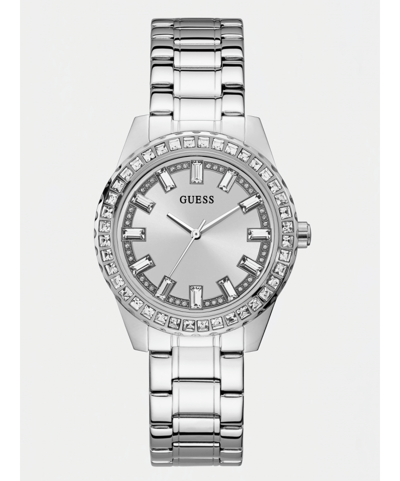 Guess Sparkler Diamonds Silver Dial Silver Steel Strap Watch for Women - GW0111L1 Buy Now By Guess