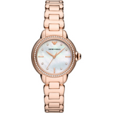 Emporio Armani Aira Three Hand Mother of Pearl Dial Rose Gold Steel Strap Watch For Women - AR11523 Buy Now By Emporio Armani