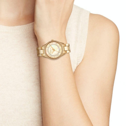 Michael Kors Lauryn Quartz Mother of Pearl Gold Dial Gold Steel Strap Watch For Women - MK4490 Buy Now By Michael Kors