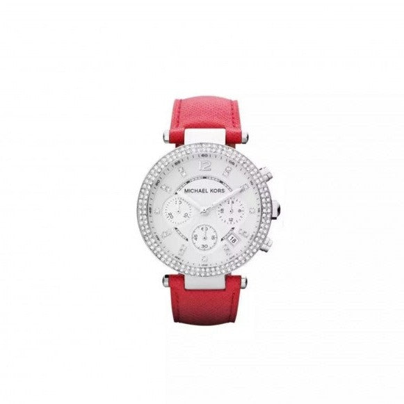 Michael Kors Parker Silver Dial Red Leather Strap Watch for Women - MK2278 Buy Now By Michael Kors