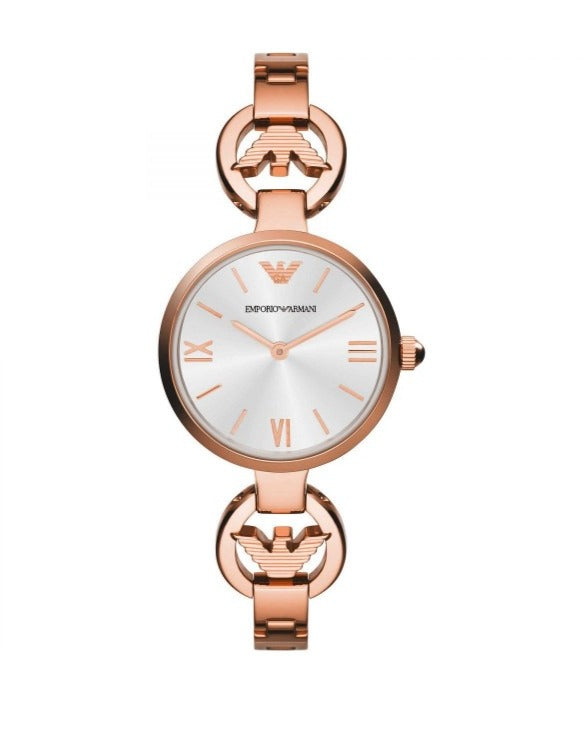 Emporio Armani Retro Quartz Silver Dial Rose Gold Steel Strap Watch For Women - AR1776 Buy Now By Emporio Armani