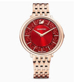 Swarovski Crystalline Chic Red Dial Rose Gold Steel Strap Watch for Women - 5547608 Buy Now By Swarovski