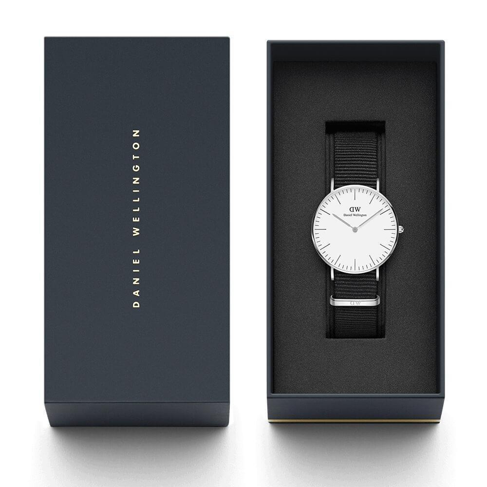 Daniel Wellington Classic Cornwall White Dial Black Nylon Strap Watch For Men - DW00100260 Buy Now By Daniel Wellington