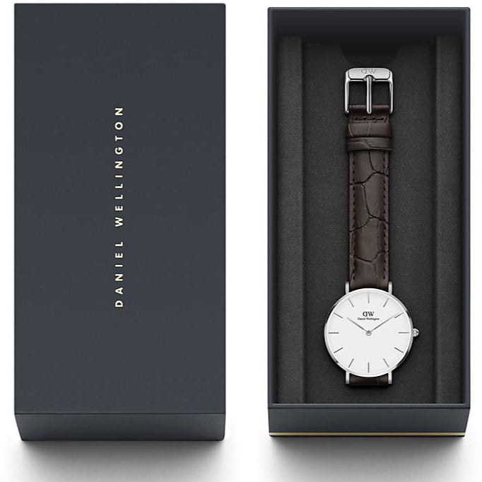 Daniel Wellington Classic Petite York White Dial Black Leather Strap Watch For Women - DW00100188 Buy Now By Daniel Wellington