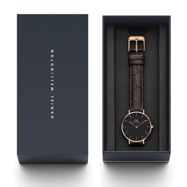 Daniel Wellington Classic Petite York Black Dial Brown Leather Strap Watch For Women - DW00100170 Buy Now By Daniel Wellington