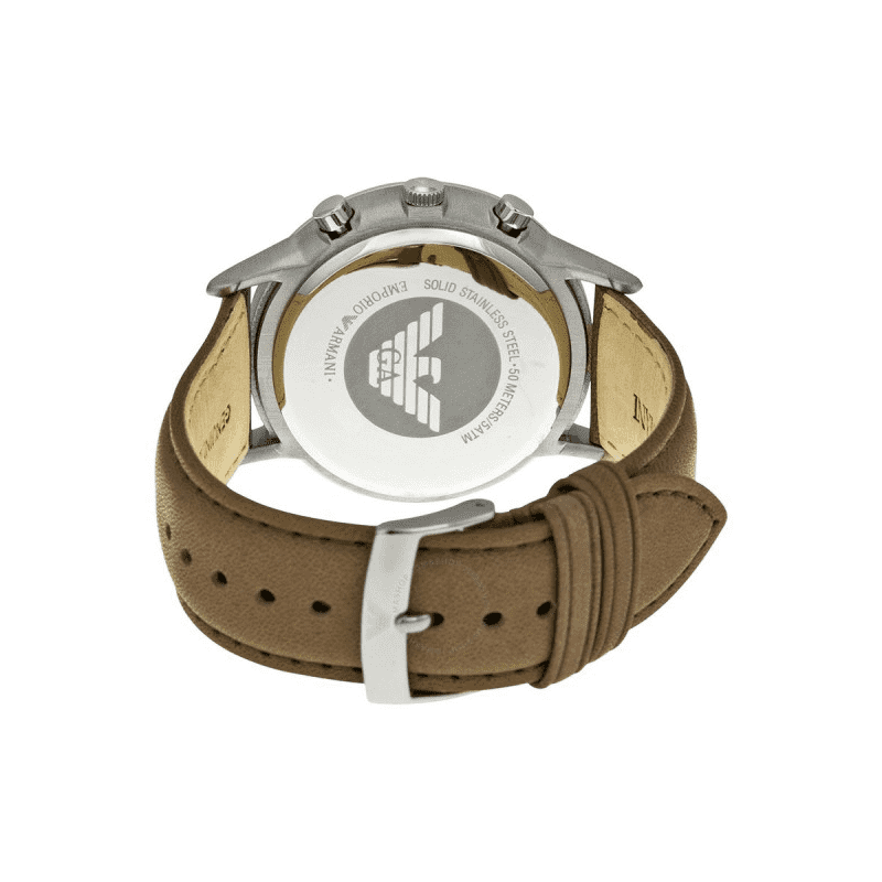 Emporio Armani Classic Chronograph Silver Dial Brown Leather Strap Watch For Men - AR2471 Buy Now By Emporio Armani