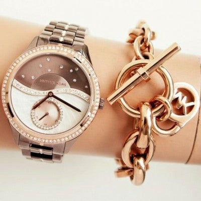 Michael Kors Lauryn Rose Gold Dial Brown Steel Strap Watch for Women - MK3757 Buy Now By Michael Kors