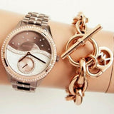 Michael Kors Lauryn Rose Gold Dial Brown Steel Strap Watch for Women - MK3757 Buy Now By Michael Kors