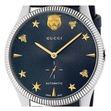 Gucci G Timeless Automatic Blue Dial Black Leather Strap Watch For Men - YA126347 Buy Now By Gucci