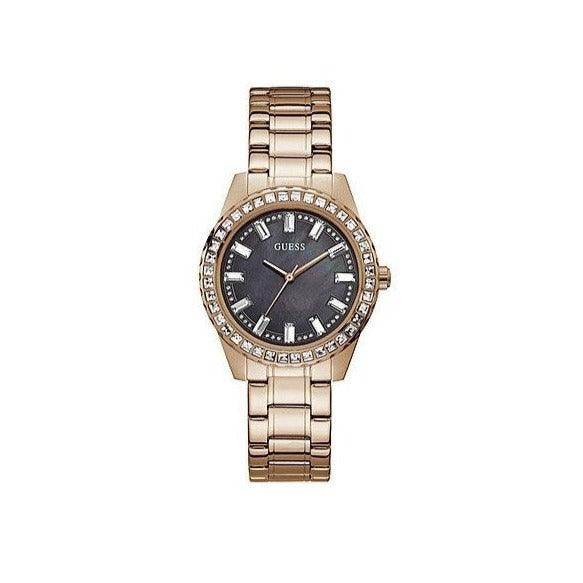 Guess Sparkler Diamonds Black Dial Rose Gold Steel Strap Watch for Women - GW0111L3 Buy Now By Guess