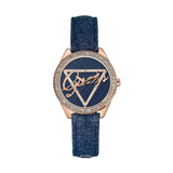Guess Little Flirt Quartz Blue Dial Blue Leather Strap Watch For Women - W0456L6 Buy Now By Guess