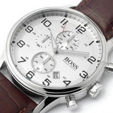 Hugo Boss Aeroliner Chronoraph White Dial Brown Leather Strap Watch For Men - HB1512447 Buy Now By Hugo Boss