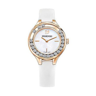 Swarovski Lovely Crystals Mother of Pearl Dial White Leather Strap Watch for Women - 5242904 Buy Now By Swarovski