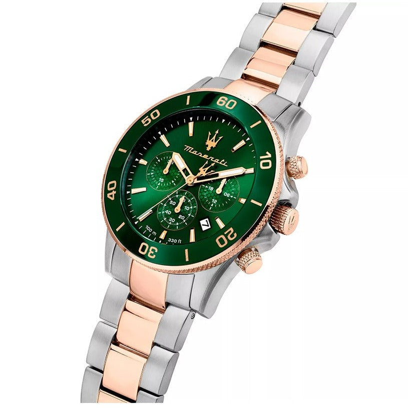 Maserati Competizione Chronograph Green Dial Two Tone Steel Strap Watch For Men - R8873600004 Buy Now By Maserati