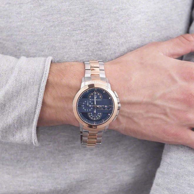 Maserati Ingegno Chronograph Blue Dial Two Tone Steel Strap Watch for Men - R8873619002 Buy Now By Maserati