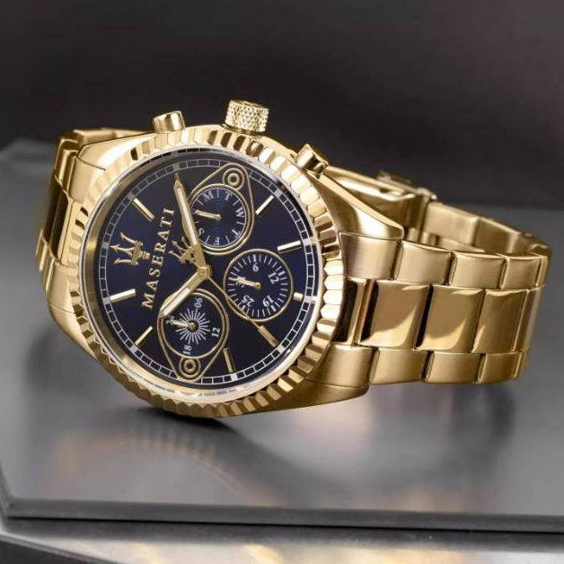 Maserati Competizione Chronograph Blue Dial Gold Steel Strap Watch For Men - R8853100026 Buy Now By Maserati