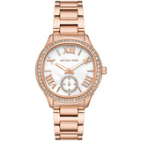 Michael Kors Sage Three-Hand Mother of Pearl White Dial Rose Gold Steel Strap Watch for Women - MK4806 Buy Now By Michael Kors
