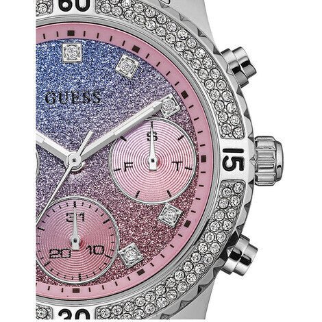 Guess Confetti Multicolored Dial Silver Steel Strap Watch For Women - W0774L1 Buy Now By Guess