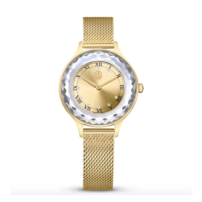 Swarovski Octea Nova Analog Gold Dial Gold Mesh Strap Watch for Women - 5649993 Buy Now By Swarovski