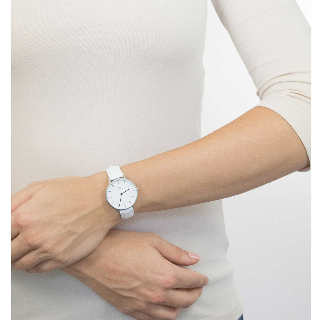 Daniel Wellington Petite Bondi White Dial White Leather Strap Watch For Women - DW00100190 Buy Now By Daniel Wellington