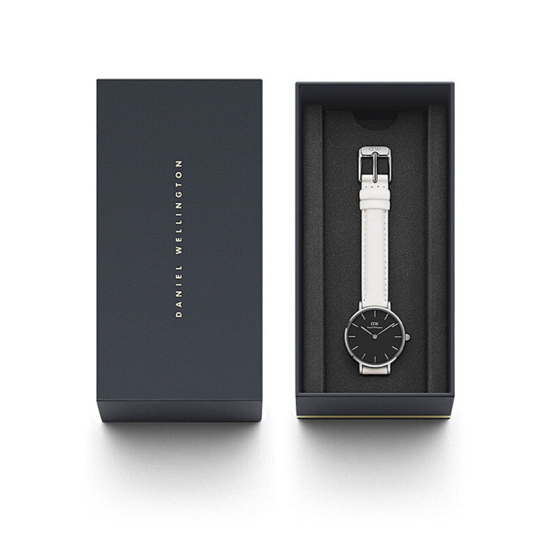 Daniel Wellington Classic Petite Bondi Black Dial White Leather Strap Watch for Women - DW00100286 Buy Now By Daniel Wellington