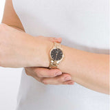 Daniel Wellington Iconic Link Black Dial Rose Gold Steel Strap Watch for Women - DW00100210